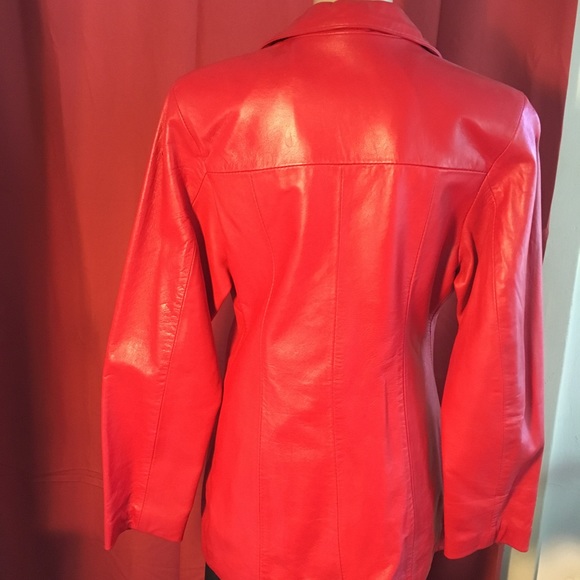 Red leather blazer - Picture 3 of 5